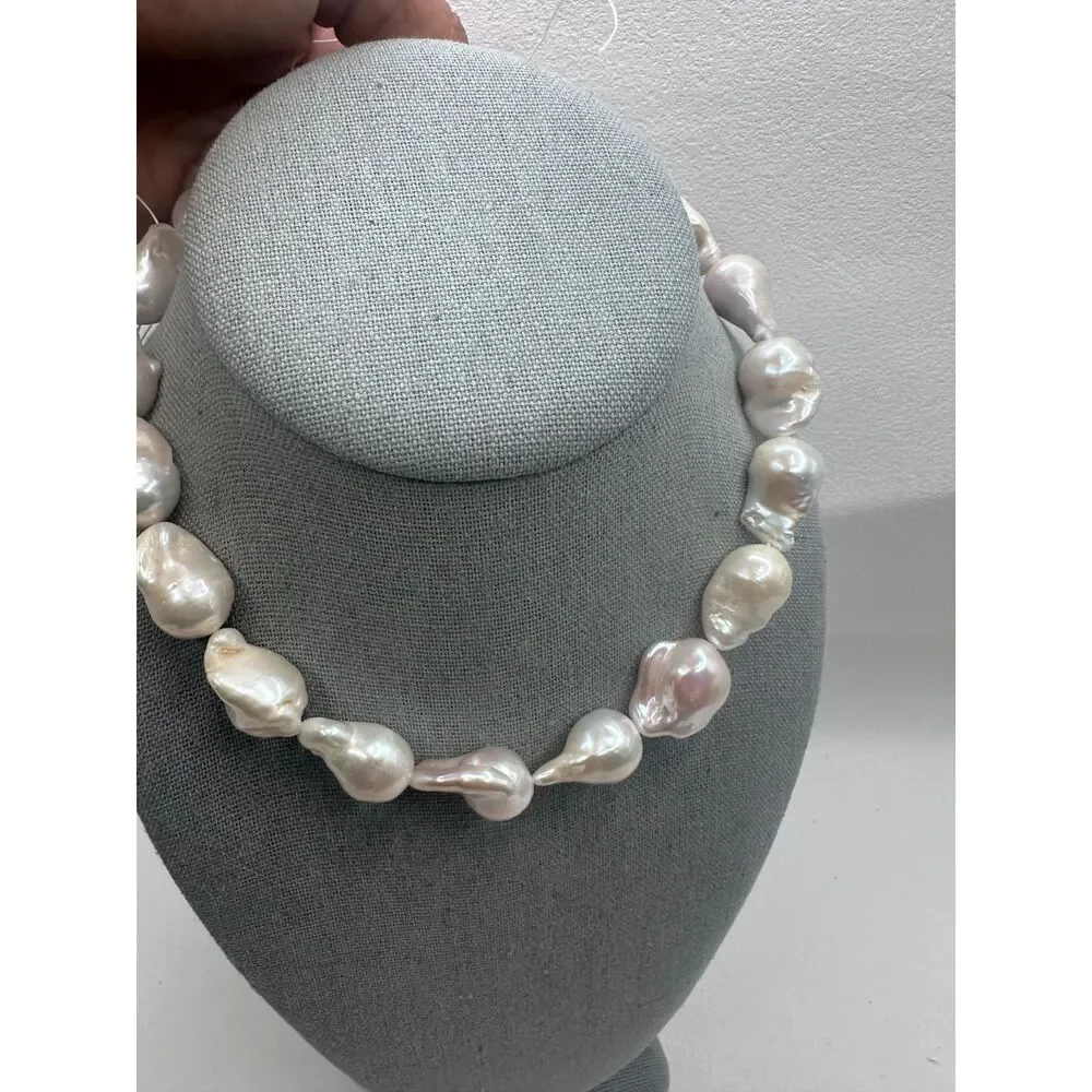 White Big Baroque Freshwater Pearl 3-Strand Bundle for DIY
